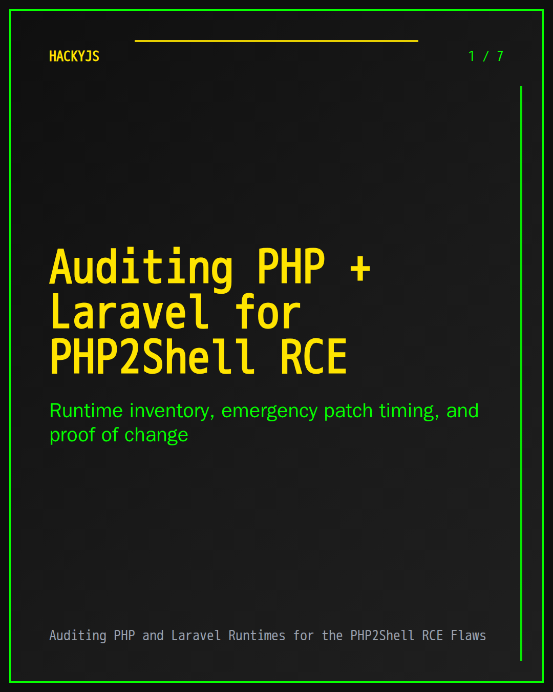 Auditing PHP and Laravel Runtimes for the PHP2Shell RCE Flaws