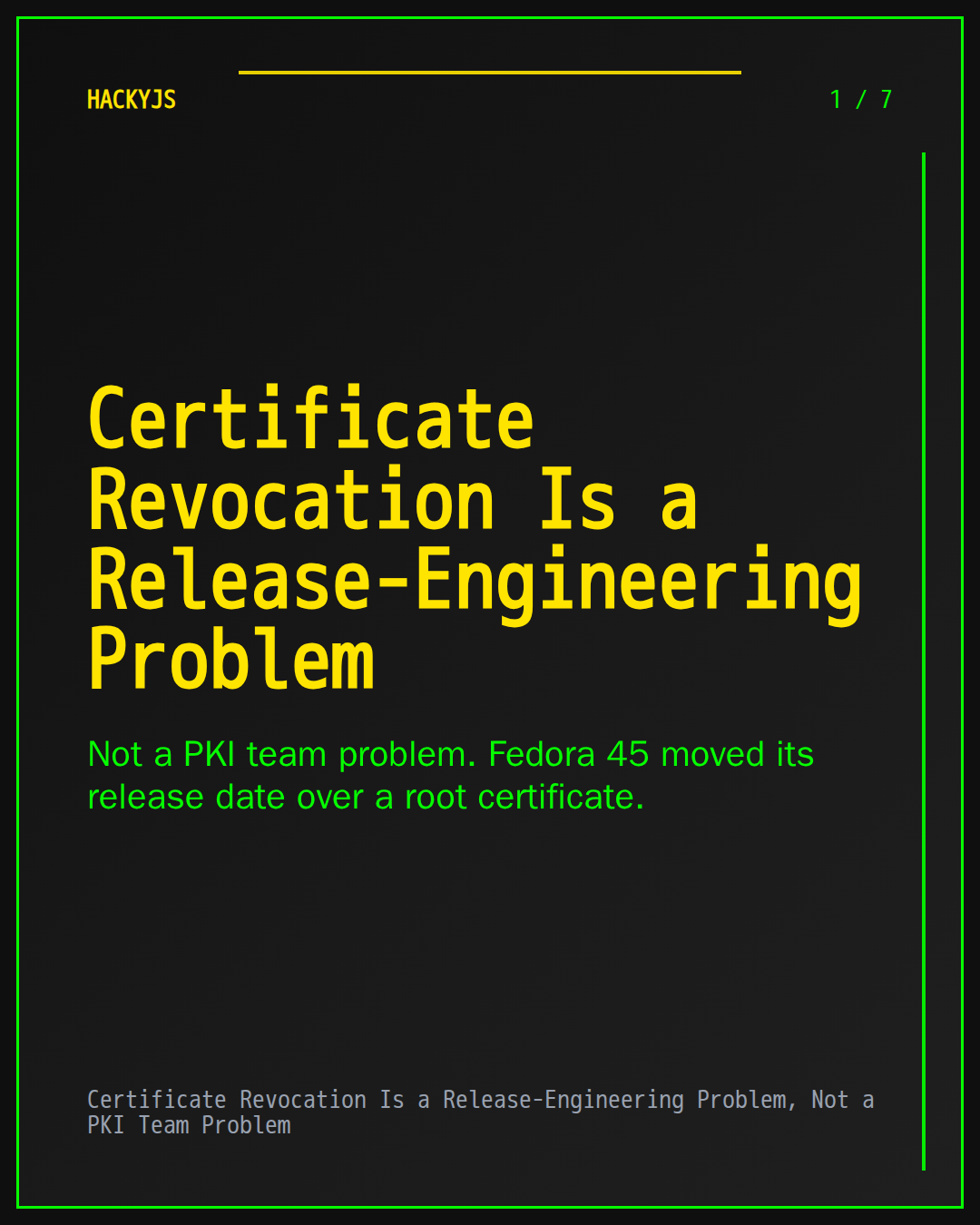 Certificate Revocation Is a Release-Engineering Problem, Not a PKI Team Problem