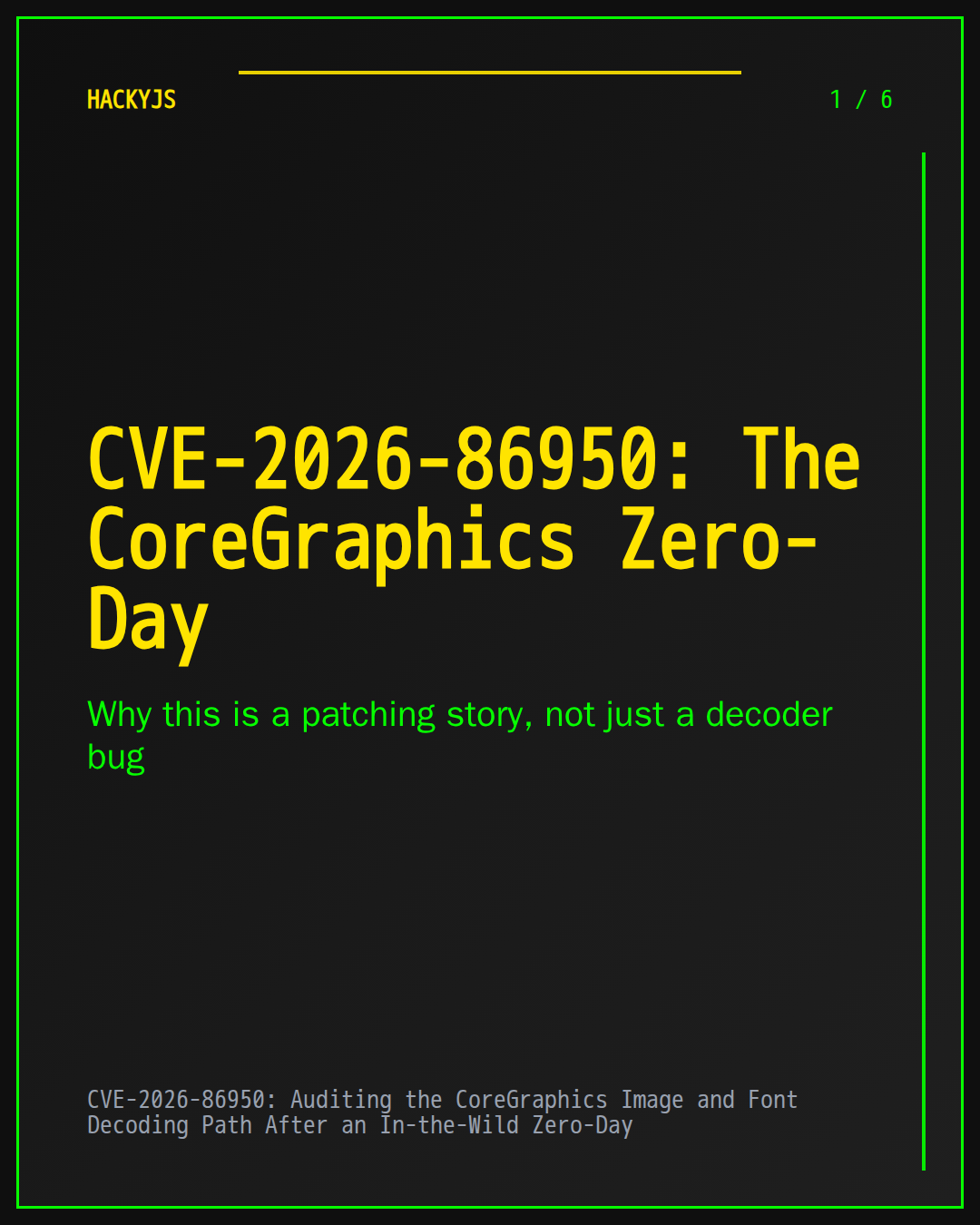CVE-2026-86950: Auditing the CoreGraphics Image and Font Decoding Path After an In-the-Wild Zero-Day