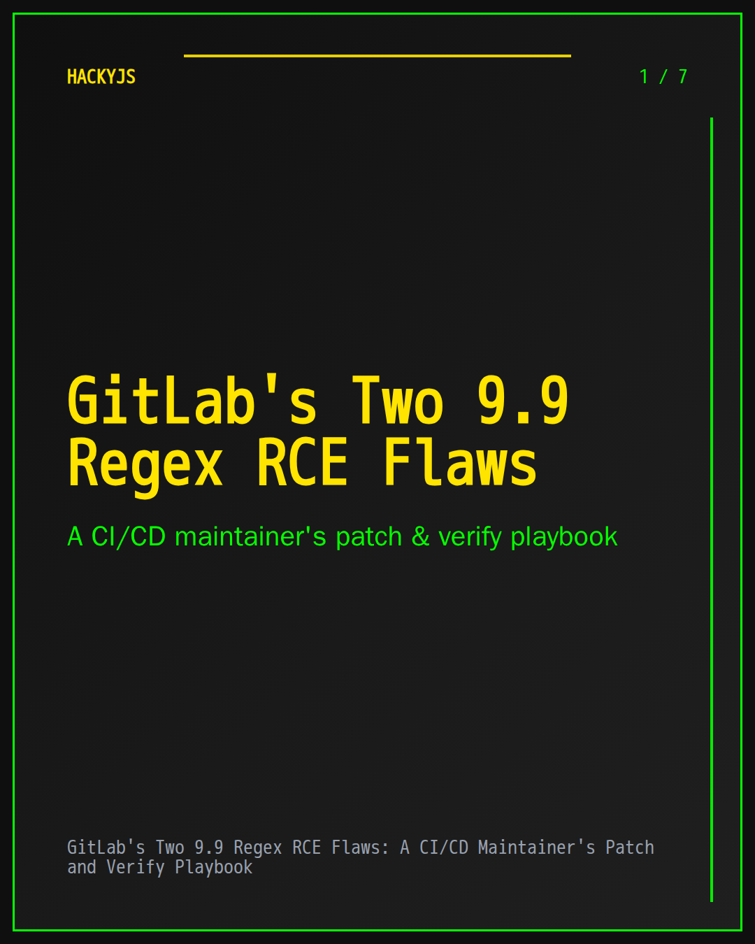 GitLab's Two 9.9 Regex RCE Flaws: A CI/CD Maintainer's Patch and Verify Playbook