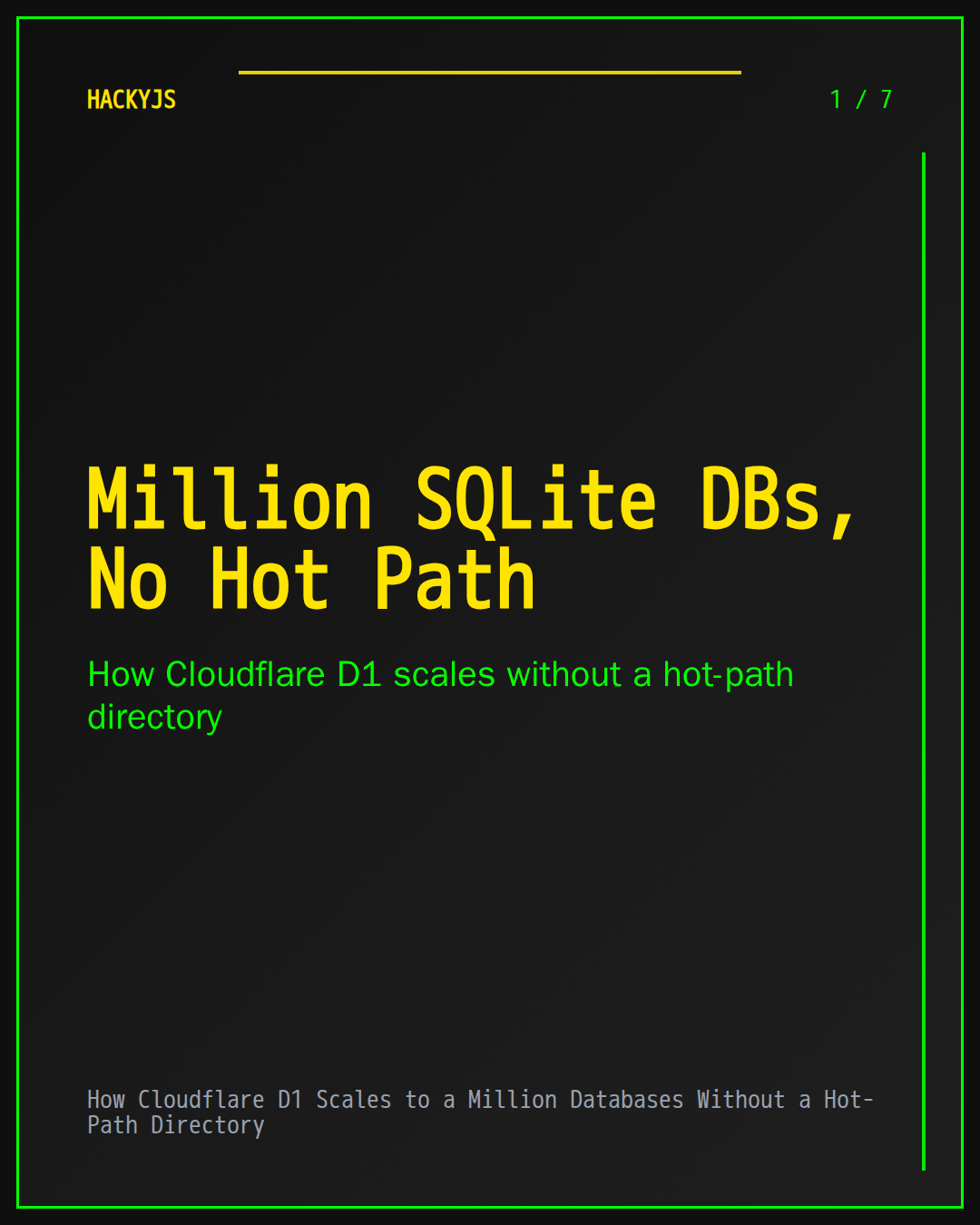 How Cloudflare D1 Scales to a Million Databases Without a Hot-Path Directory