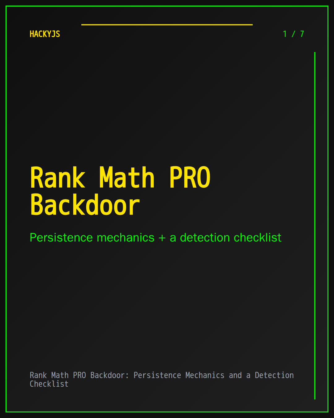 Rank Math PRO Backdoor: Persistence Mechanics and a Detection Checklist