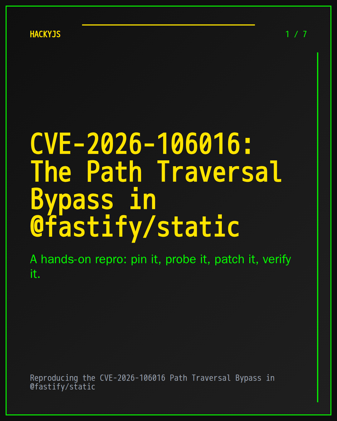 Reproducing the CVE-2026-106016 Path Traversal Bypass in @fastify/static