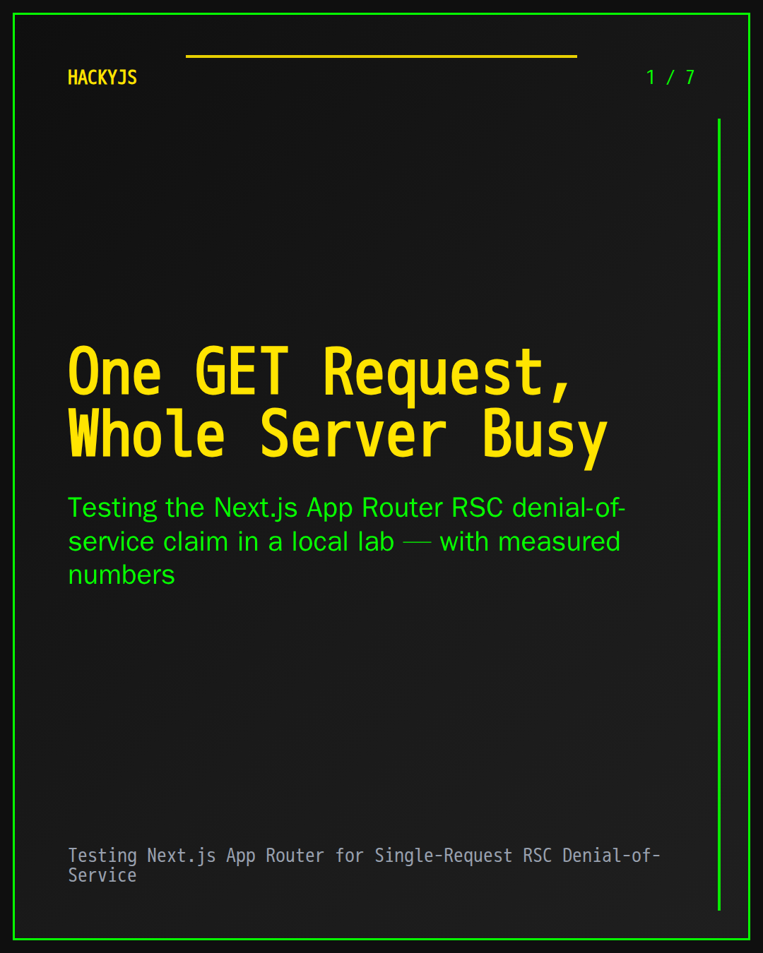 Testing Next.js App Router for Single-Request RSC Denial-of-Service