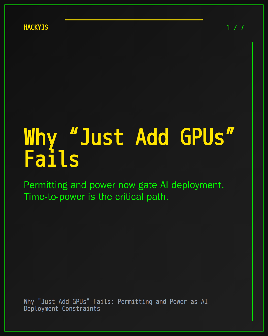 Why "Just Add GPUs" Fails: Permitting and Power as AI Deployment Constraints